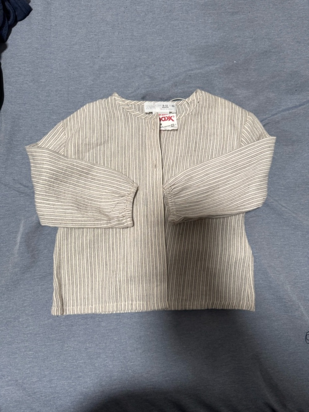 Zara Cream and Light Gray Striped Ribbed Kids Sweater
